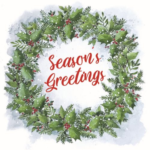 Season's Greetings Wreath 10 Pack Christmas Cards