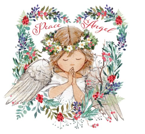 'Floral Heart Angel' 10 Pack Christmas Cards NEW FOR 2024