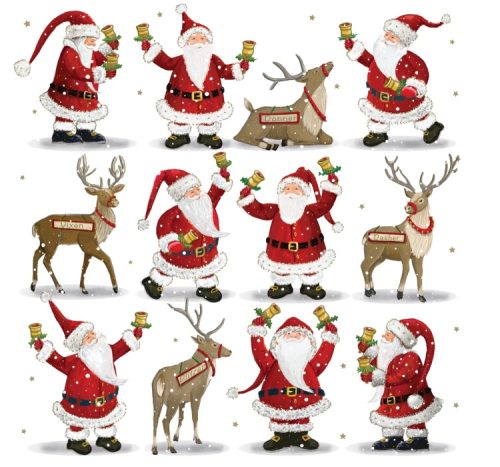 'Santa Playing Jingle Bells' 10 Pack Christmas Cards NEW FOR 2024