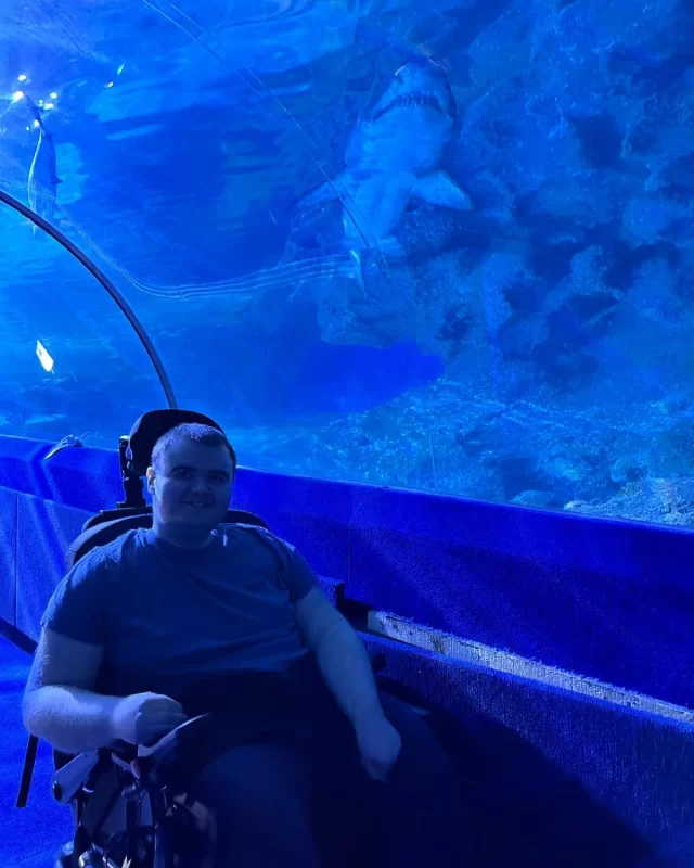 Who else had a jaw-some bank holiday weekend?! 🦈

Our Lodgers enjoyed a trip out to Blue Planet Aquarium earlier this month, where they saw plenty of fish, rays and reptiles galore 🤩

Here's Connor snapping a pic with Alfie the sand tiger shark - fintastic! 💚